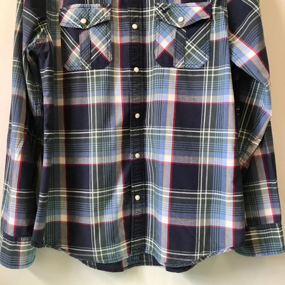 Men's American Eagle Plaid Long Sleeve Button Up Shirt, Size L - Picture 5 of 12